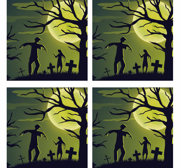 Dessous de verre halloween zombies au clair de lune - TenStickers