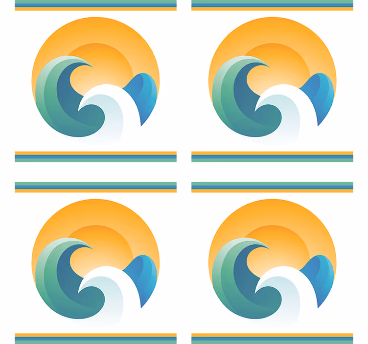 Soleil et vagues sous-verres des années 70 - TenStickers