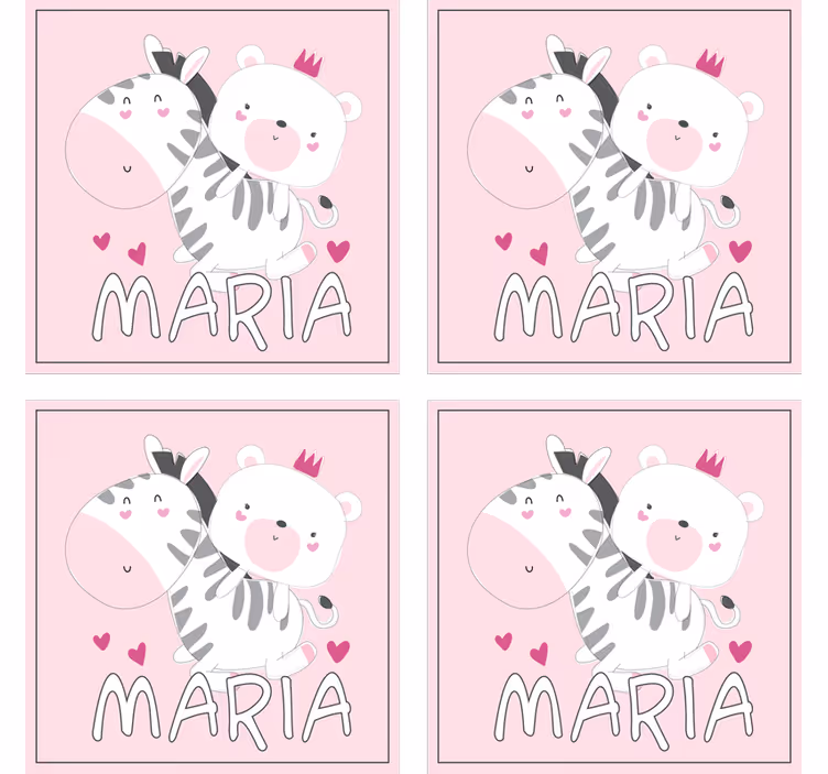 Dessous de verre personnalisable duo de zèbre et ours - TenStickers