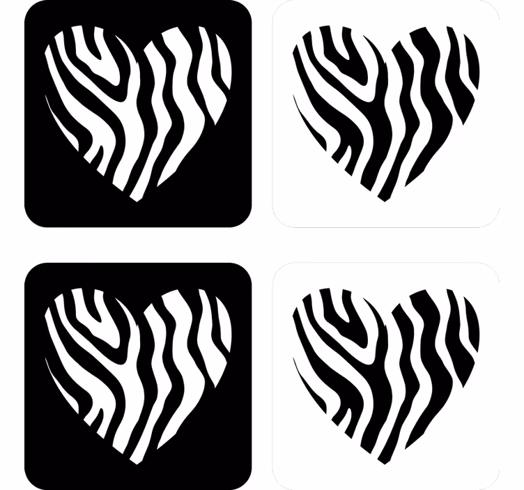 Dessous de verre geek en forme de cœur zèbre - TenStickers