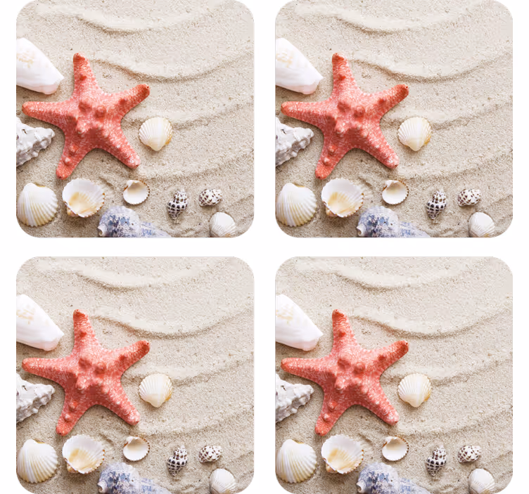 Dessous de verre moderne accent étoile de mer et coquillage - TenStickers
