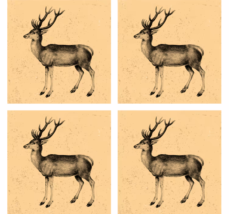 Dessous de verre bière illustration cerf vintage - TenStickers