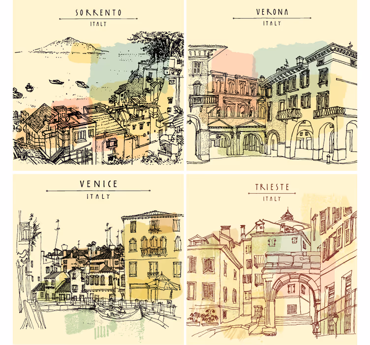 Dessous de verre citation paysages urbains italiens - TenStickers
