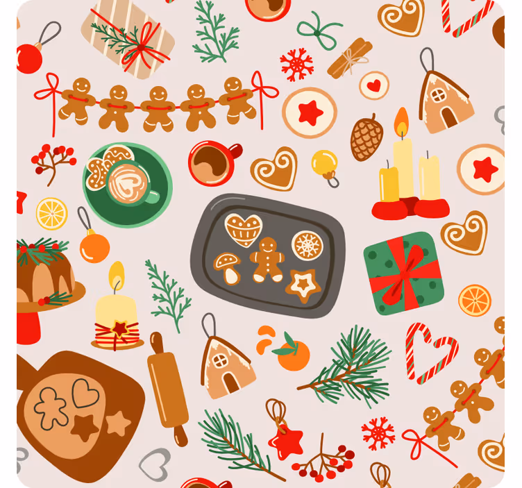 Dessous de verre noël gourmandes maisons en pain d'épices - TenStickers