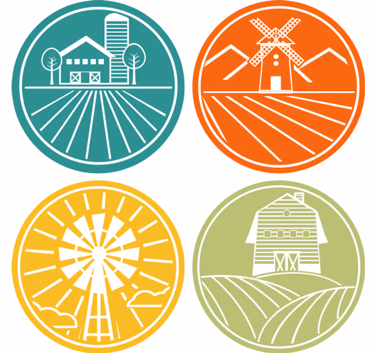 Dessous de verre vintage graphiques circulaires agricoles - TenStickers