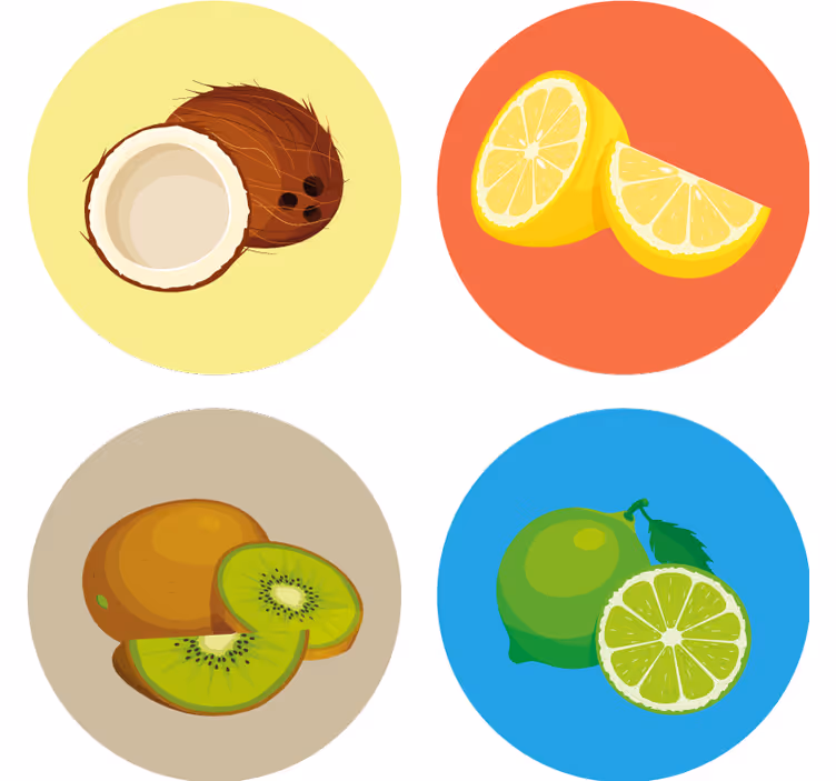 Dessous de verre moderne collection illustrations fruits - TenStickers