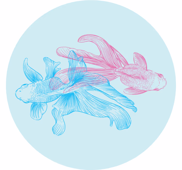 Dessous de verre geek illustrations de poissons bicolores - TenStickers