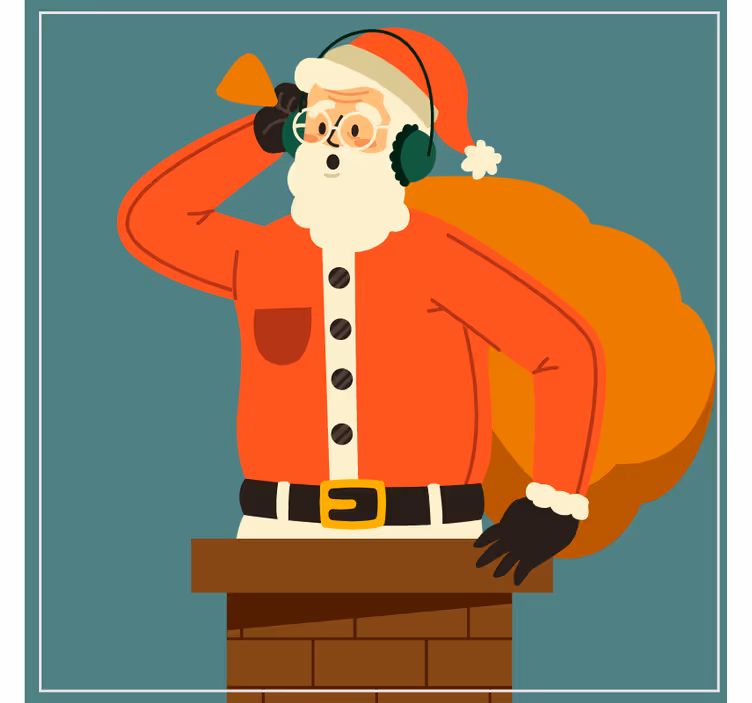Dessous de verre noël père noël à l'écoute de la cheminée - TenStickers