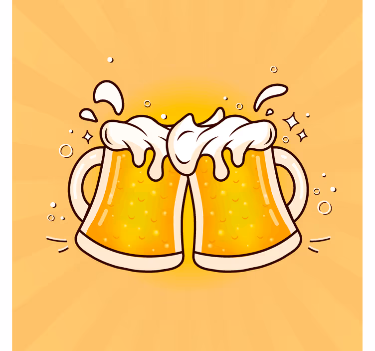 Dessous de verre bière santé avec des chopes - TenStickers