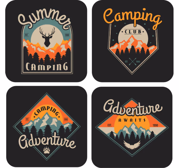 Dessous de verre vintage aventure en camping - TenStickers