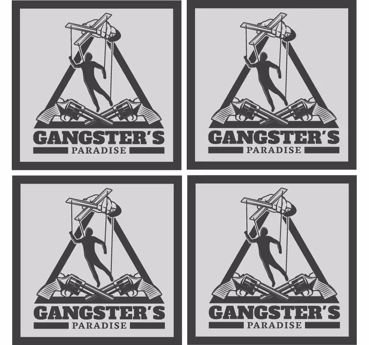 Dessous de verre bière illustration sur le thème gangster - TenStickers