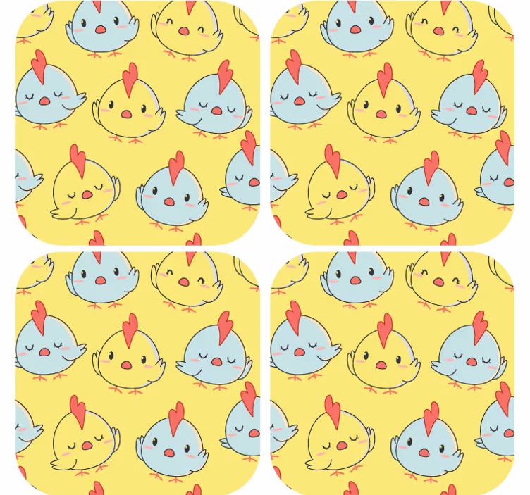 Dessous de verre geek visages de poules mignons - TenStickers