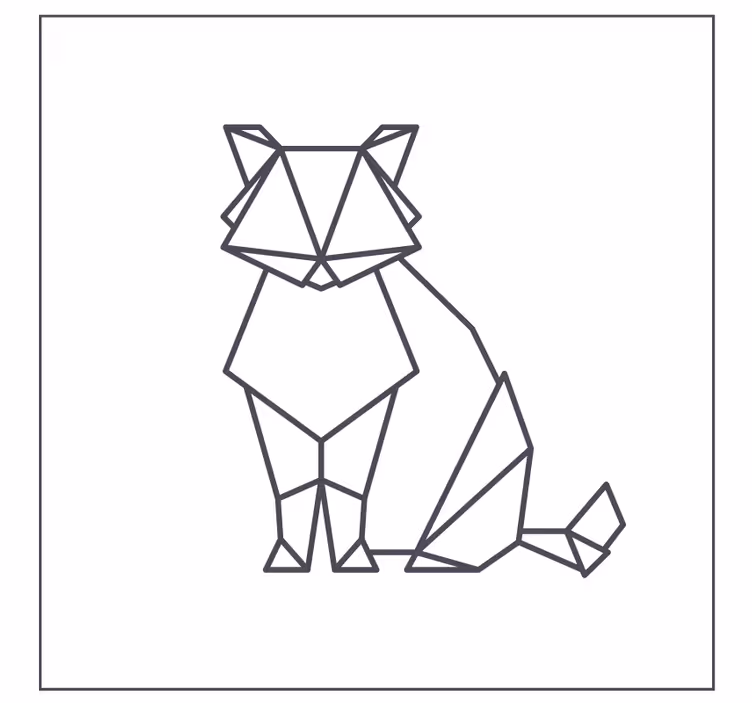 Dessous de verre moderne Chat en origami - TenStickers