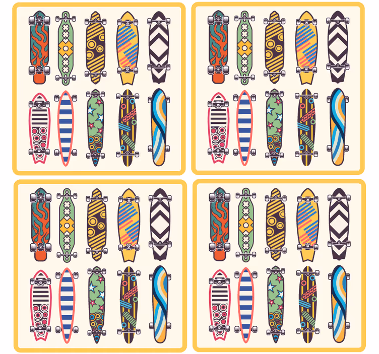 Dessous de verre geek motifs de skate colorés - TenStickers