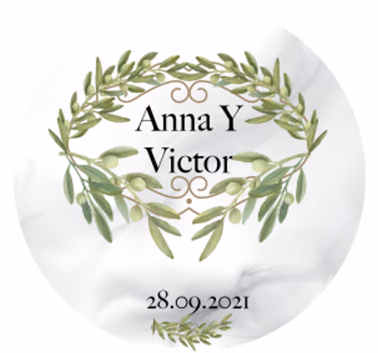 Dessous de verre mariage emblème de couronne d'olive - TenStickers