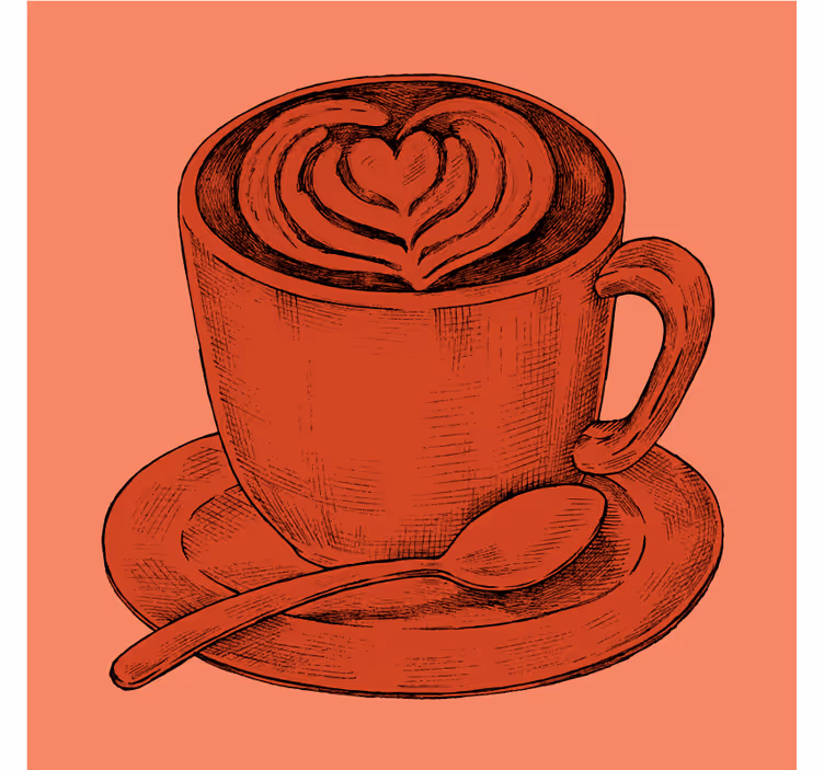 Dessous de verre vintage motif cœur tasse à café - TenStickers