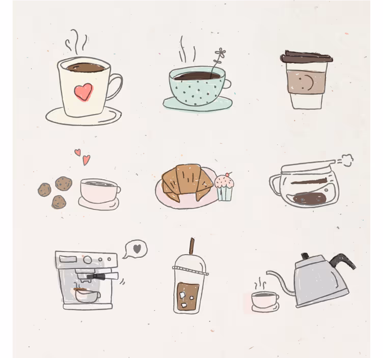 Dessous de verre moderne collage d'illustrations de boissons - TenStickers