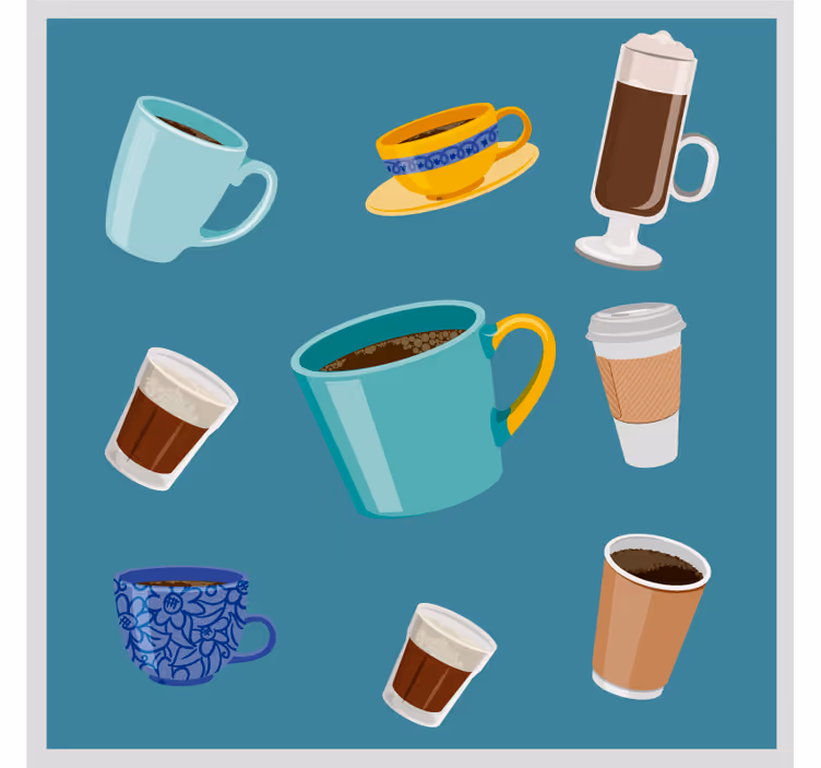 Dessous de verre moderne variété de mugs à café - TenStickers