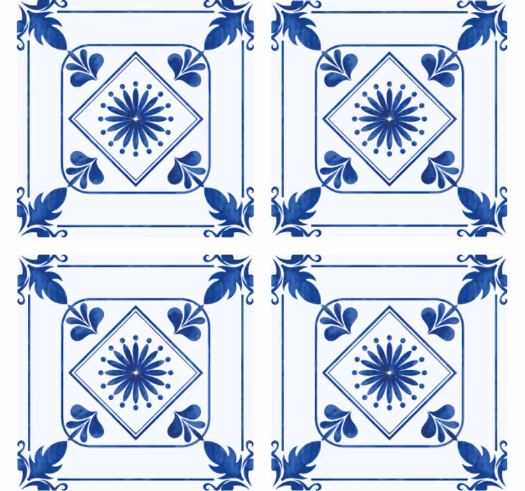 Dessous de verre carreaux arrangement floral élaboré - TenStickers