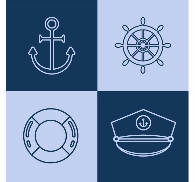 Dessous de verre moderne icônes maritimes - TenStickers