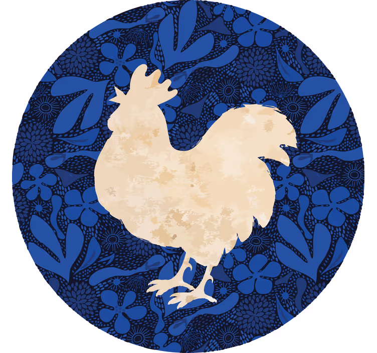 Dessous de verre vintage silhouette florale de coq - TenStickers