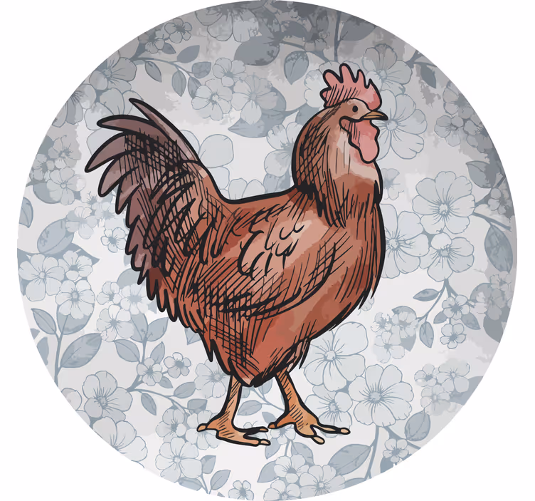 Dessous de verre moderne illustration de poulet floral - TenStickers