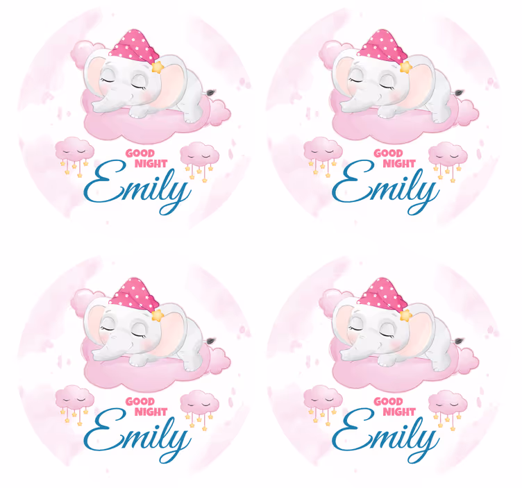 Dessous de verre personnalisable Élégant Éléphant endormi - TenStickers