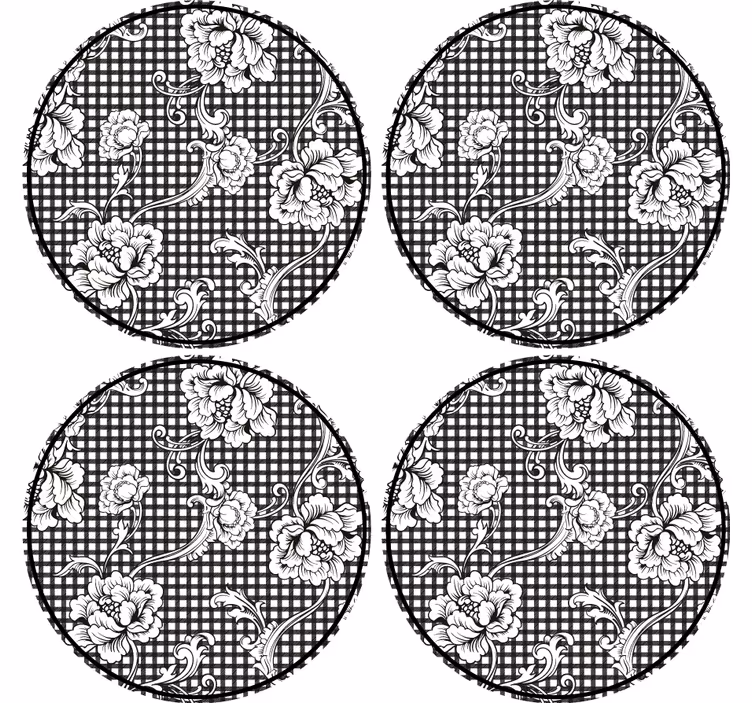 Dessous de verre motif floral vichy - TenStickers