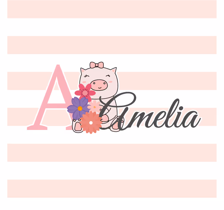 Dessous de verre personnalisable cochon joueur avec fleurs - TenStickers