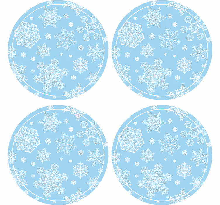 Dessous de verre noël motif flocon de neige rond - TenStickers