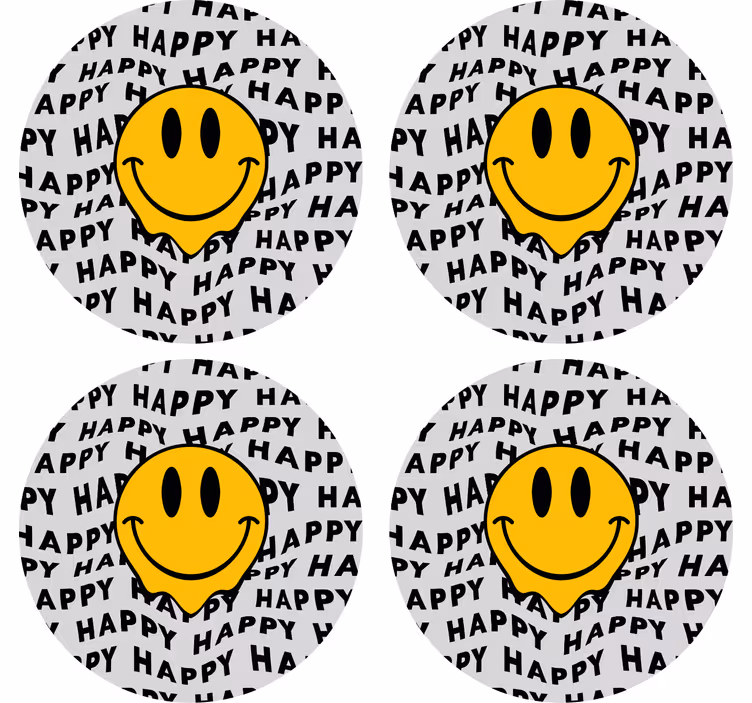 Dessous de verre citation visage souriant de bonheur - TenStickers