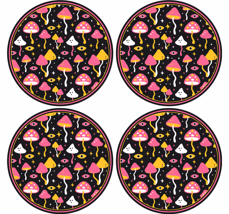 Dessous de verre geek motif champignon coloré - TenStickers
