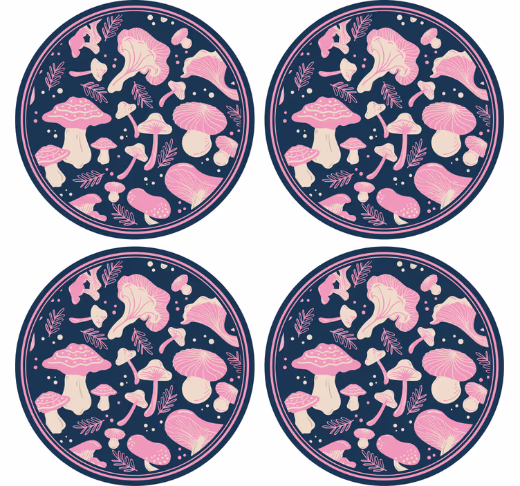Dessous de verre geek motifs de champignons fantaisie - TenStickers