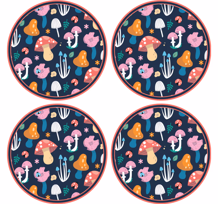 Dessous de verre geek motif champignons vibrants - TenStickers