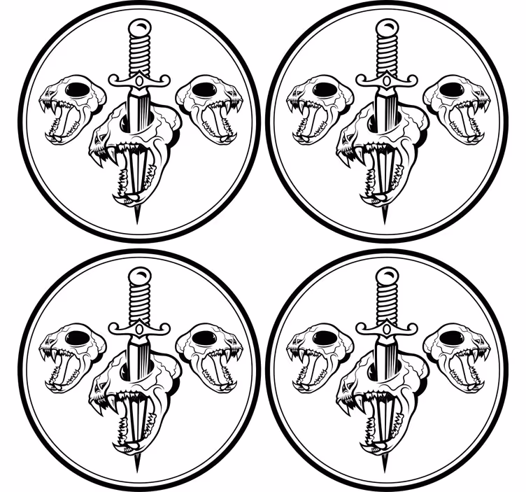 Dessous de verre crânes chiens design moderne - TenStickers