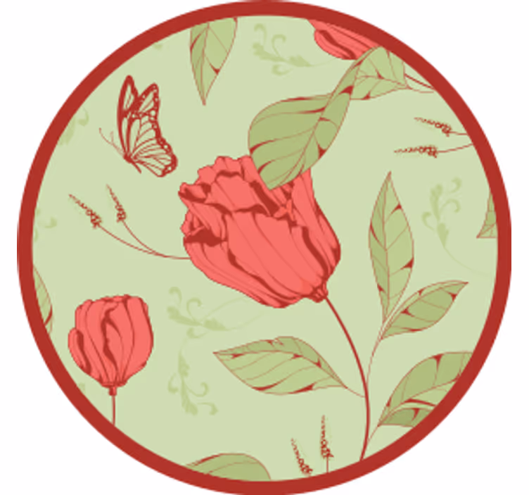 Dessous de verre moderne motif floral avec papillon - TenStickers