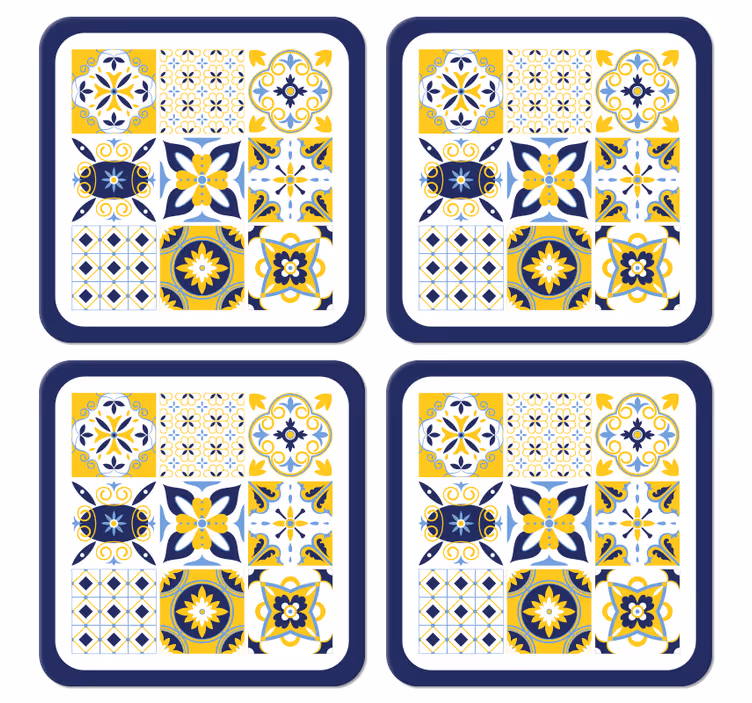 Dessous de verre en carreaux Style portugais bleu - TenStickers