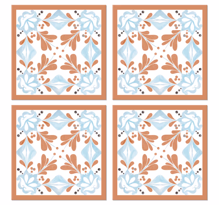 Dessous de verre en carreaux Carreaux méditerranéens floraux - TenStickers
