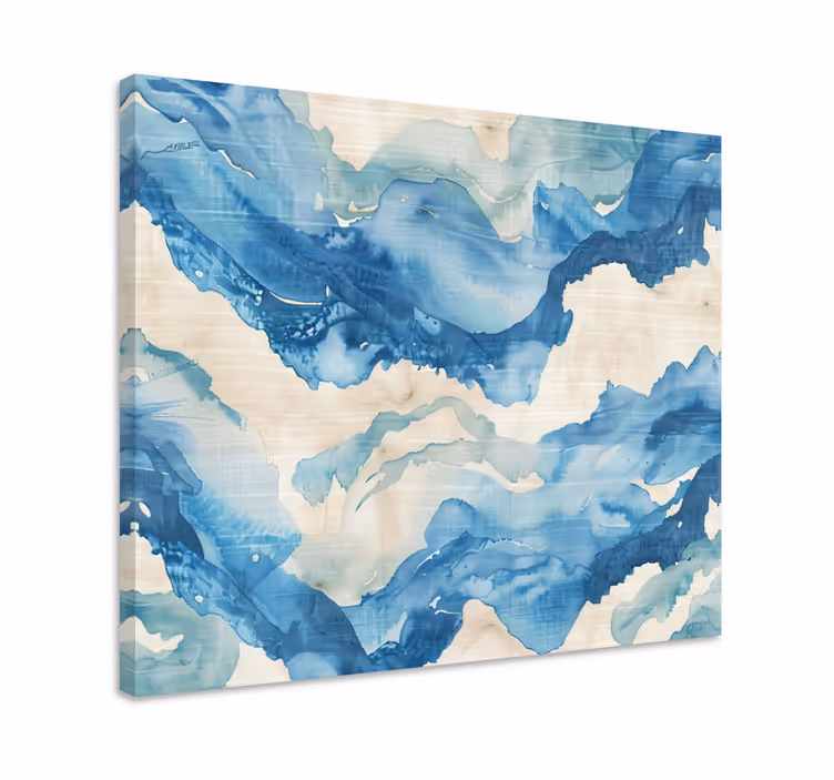 Tableau bleu vagues marbrées - TenStickers