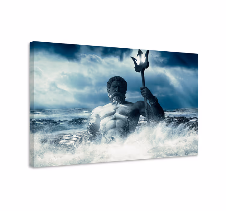 Tableau bleu design art poséidon - TenStickers