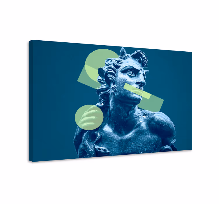 Tableau bleu formes 3d colorées style vaporwave - TenStickers