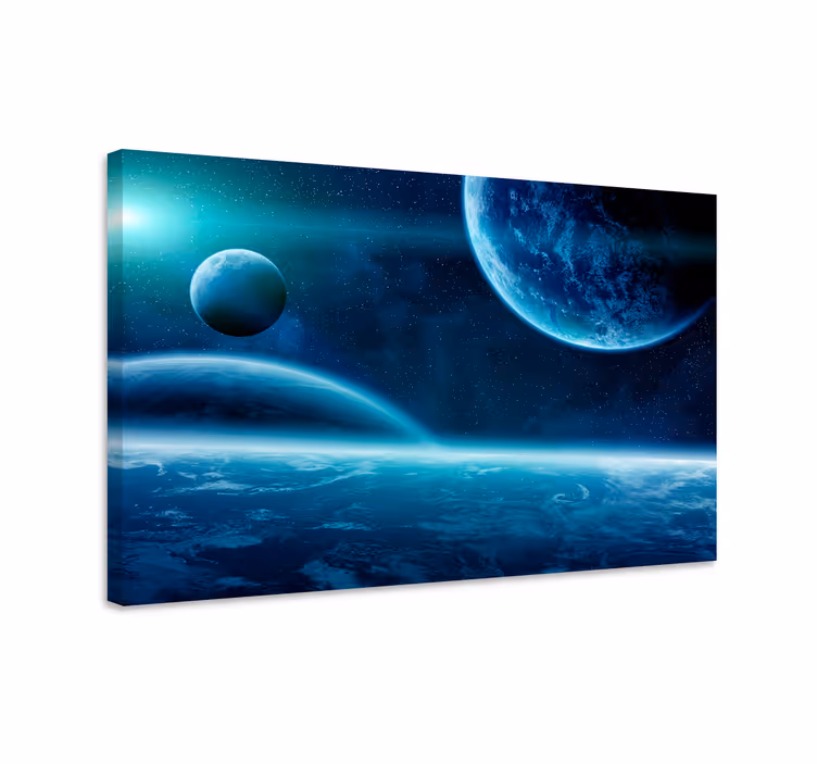 Tableau bleu photomurale avec des planètes - TenStickers