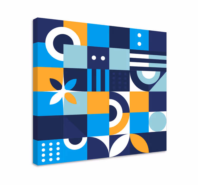Tableau bleu design géométrique bleu - TenStickers