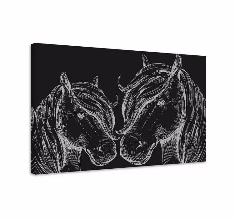 Tableau chevaux image noir et blanc de deux chevaux - TenStickers