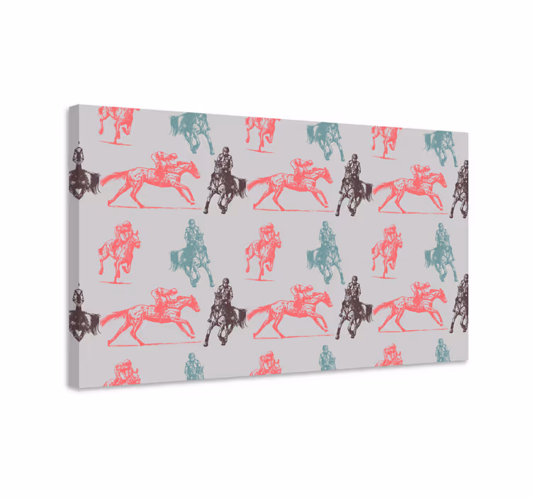 Tableau chevaux motif cheval multicolore sur fond gris - TenStickers