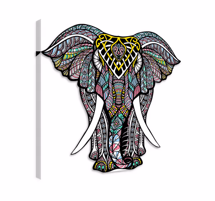 Tableau éléphants tapis vinyle éléphant mandala - TenStickers