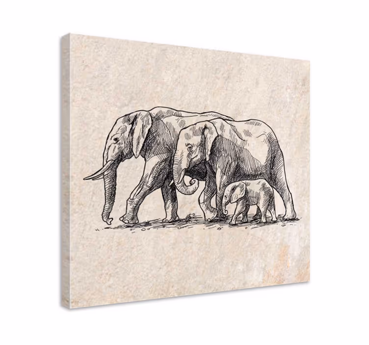 Tableau éléphants esquisse d'éléphants - TenStickers