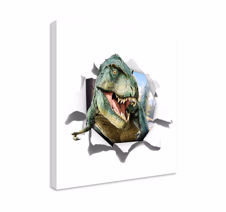 Tableau dinosaures t-rex 3d en colère - TenStickers