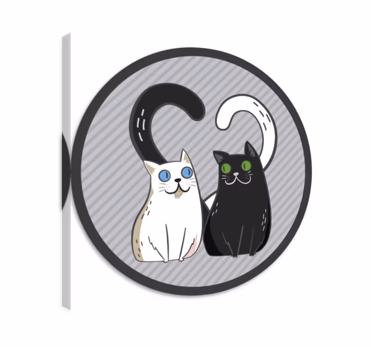 Tableau chat tapis vinyle deux chats aux yeux colorés - TenStickers