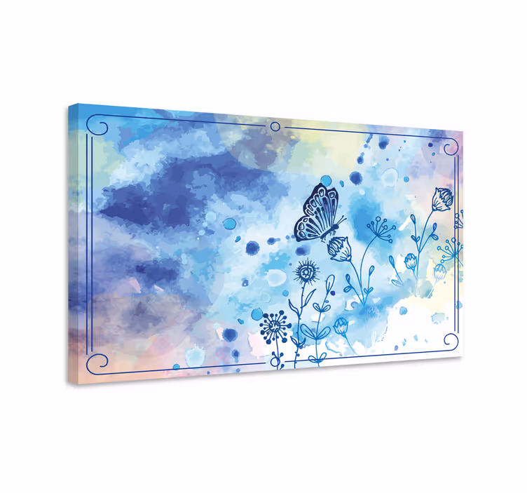 Tableau papillons dessin floral et papillons - TenStickers